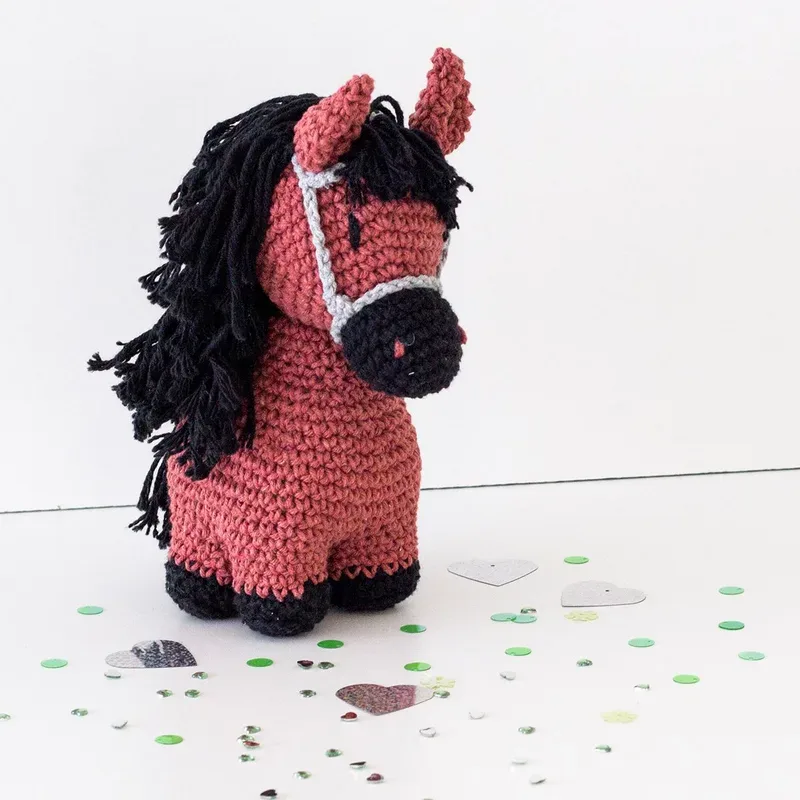 Hoooked DIY H&auml;kel-Set Milano Eco Barbante Pony Sienna 3 Kn&auml;uel 50 g, H&auml;kelnadel, Noir