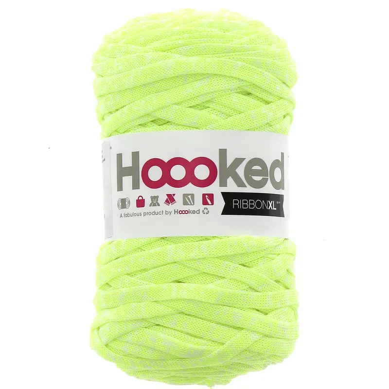 Hoooked RibbonXL, Rainbow Rave, Laser lemon Kn&auml;uel 250 g, 85 m, mindestens 70 % CO