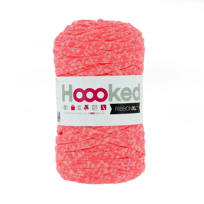 Hoooked RibbonXL, Rainbow Rave, Radical rose Kn&auml;uel 250 g, 85 m, mindestens 70 % CO