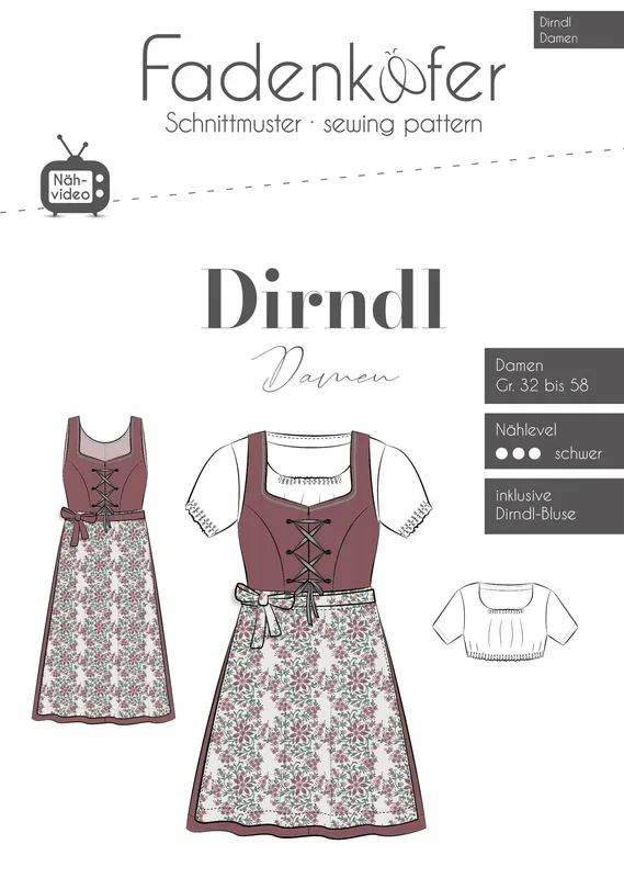 Fadenk&auml;fer Papierschnittmuster Dirndl A4, Damen
