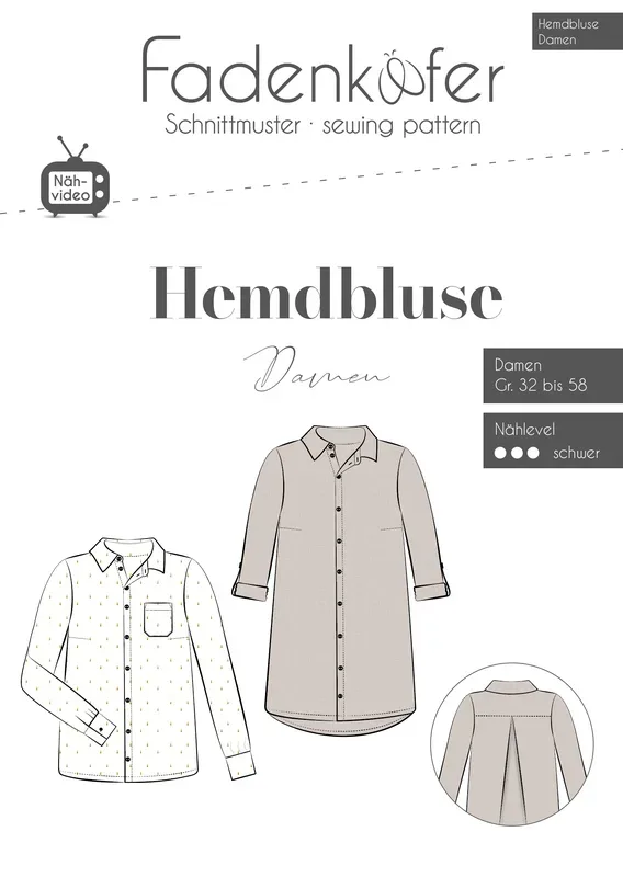Fadenk&auml;fer Papierschnittmuster Hemdbluse A4, Damen