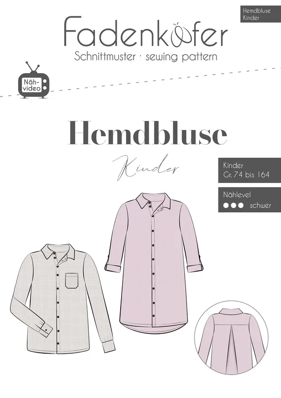 Fadenk&auml;fer Papierschnittmuster Hemdbluse A4, Kinder