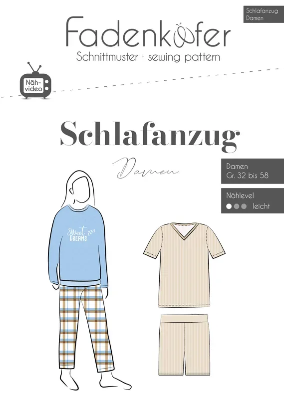 Fadenk&auml;fer Papierschnittmuster Schlafanzug A4, Damen