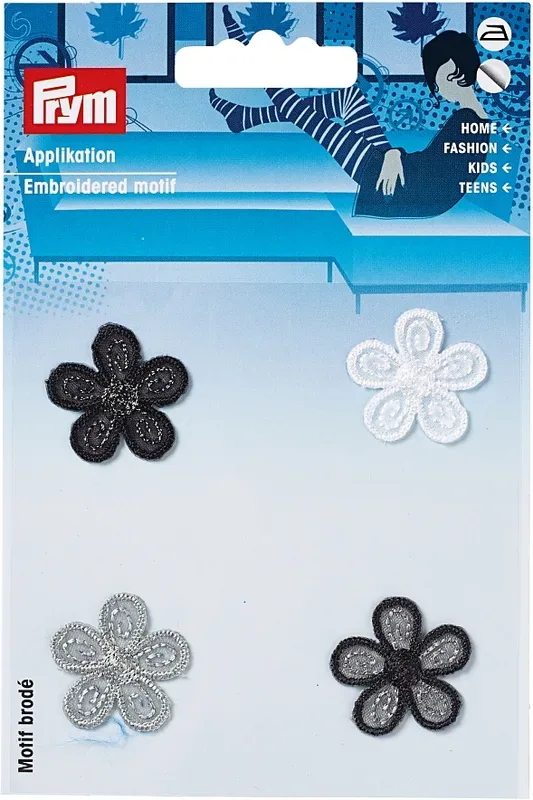 Prym Applikation Blumen klein, schwarz