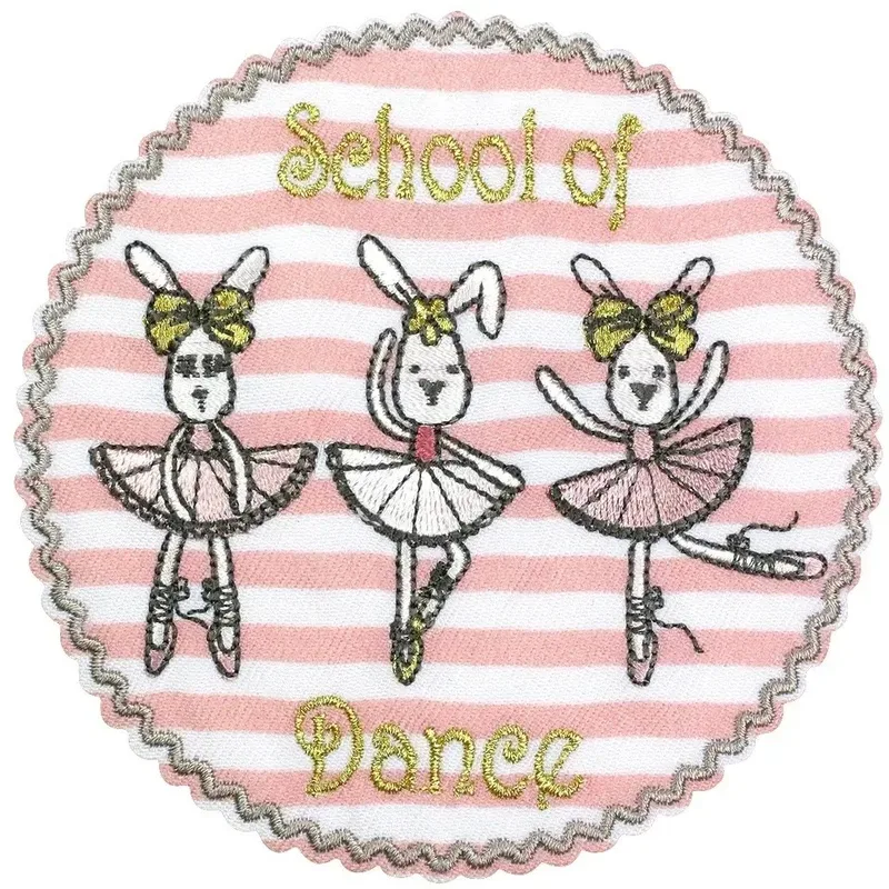 Prym Applikation SCHOOL rund weiss, pink aufb&uuml;gelbar/selbstklebend