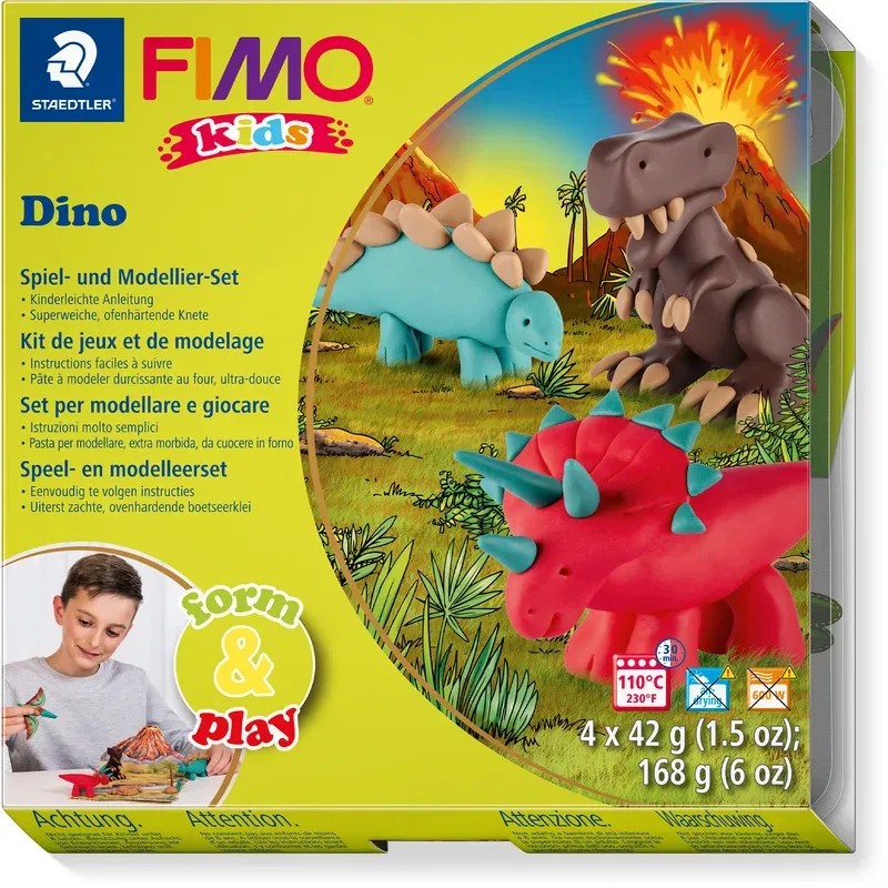 FIMO - Modelliermasse, Dino, 15.5X15.6X2.2CM, Multicolor