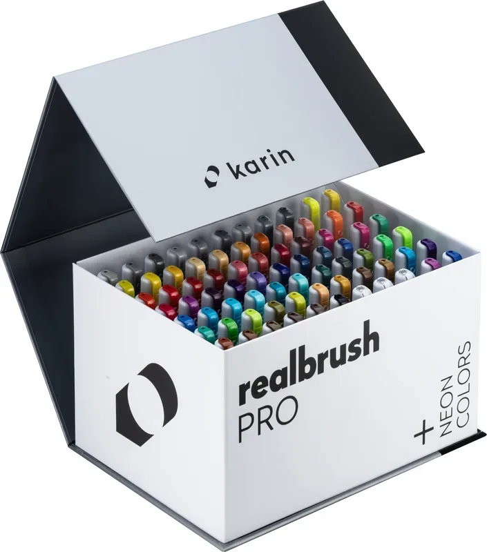KARIN Real Brush Pen Pro 0.4mm 31C13 Mega Box, 3 Blender 72 St&uuml;ck