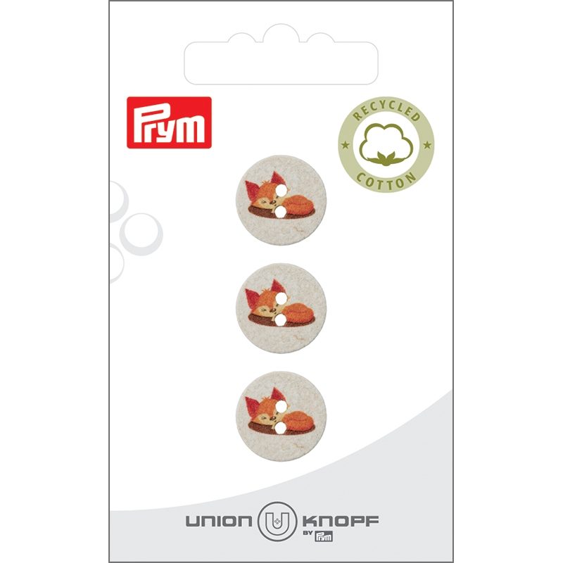 Union Knopf BW/Poly-Knopf Fuchs rec. 2-Loch, creme 15 mm, Karte 3 St&uuml;ck