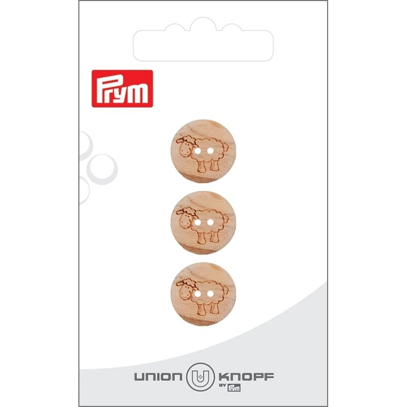 Union Knopf Holzknopf 2-Loch Schaf, mehrfarbig 15 mm, Karte 3 St&uuml;ck
