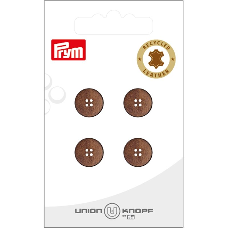 Union Knopf Lederknopf 4-Loch, braun 12 mm, Karte 4 St&uuml;ck