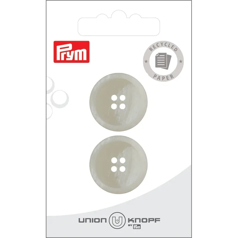 Union Knopf Papier Poly-Knopf 4-Loch rec., creme 23 mm, Karte 2 St&uuml;ck