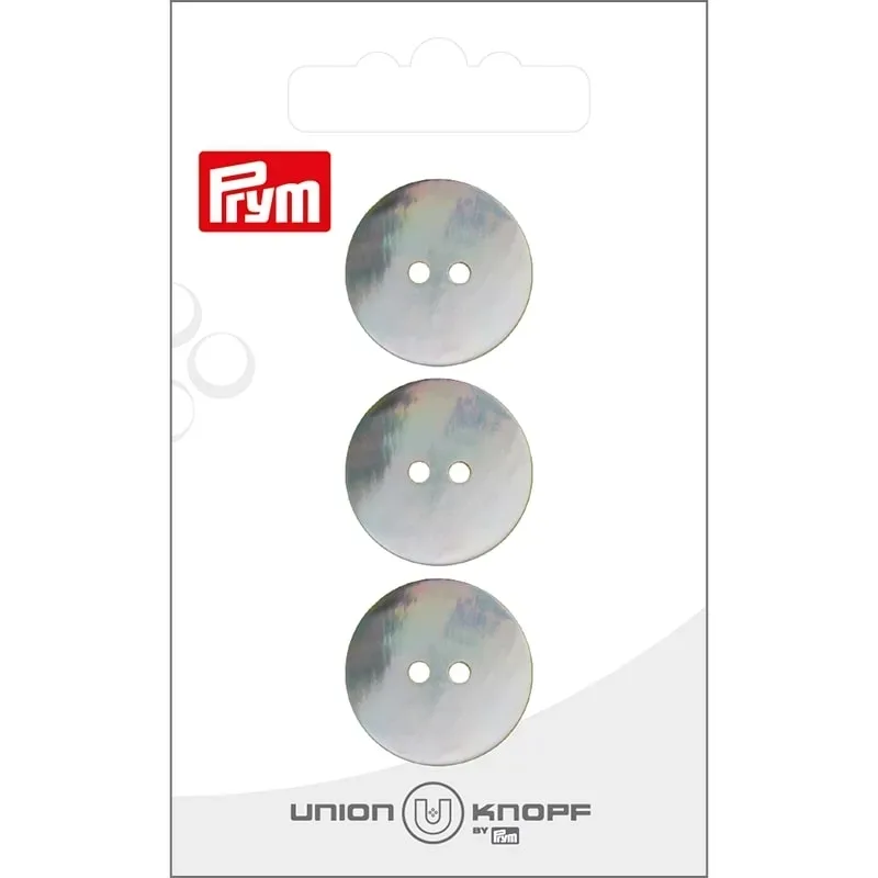 Union Knopf Perlmuttknopf 2-Loch, weiss 20 mm, Karte 3 St&uuml;ck