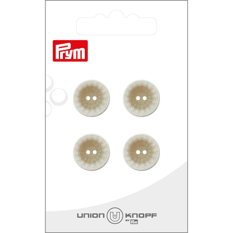 Union Knopf Poly-Knopf 2-Loch, creme 15 mm, Karte 4 St&uuml;ck