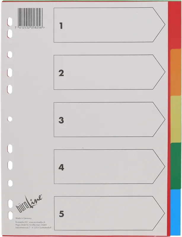B&Uuml;ROLINE Register PP bunt A4 40980 5tlg.