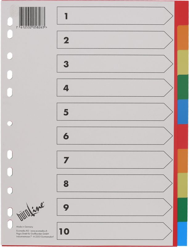 B&Uuml;ROLINE Register PP bunt A4 40983 10tlg.