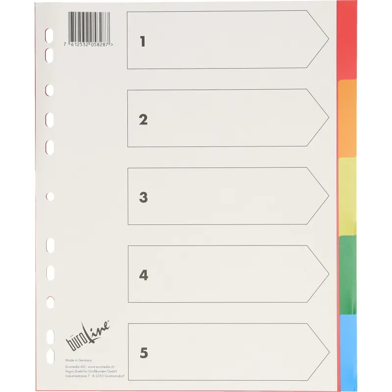 B&Uuml;ROLINE Register PP bunt A4+ 40988 5tlg. &uuml;berbreit