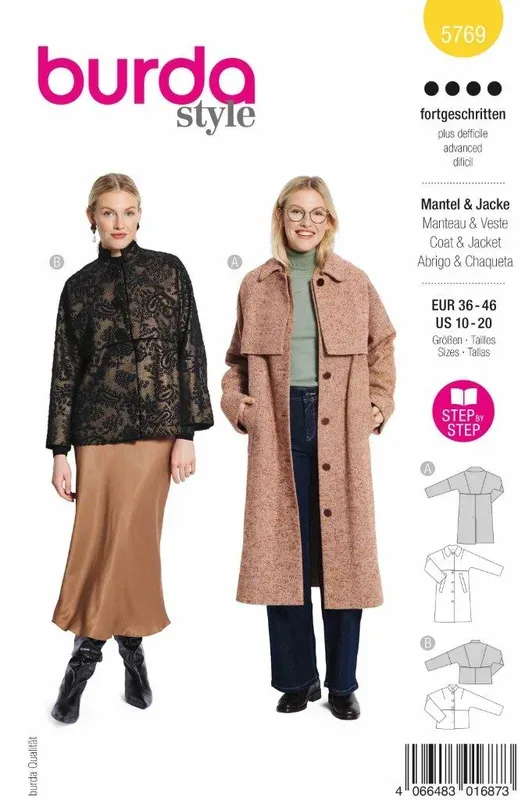Burda Schnittmuster, Mantel-Jacke Preisgruppe 4