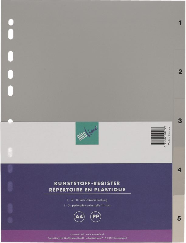 B&Uuml;ROLINE Register PP grau A4 40932 1-5