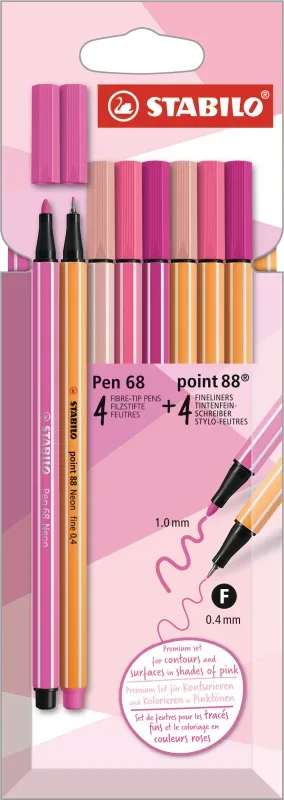 STABILO Schreibset 68 & 88 D/87-3576 Shade of pink 4 St&uuml;ck