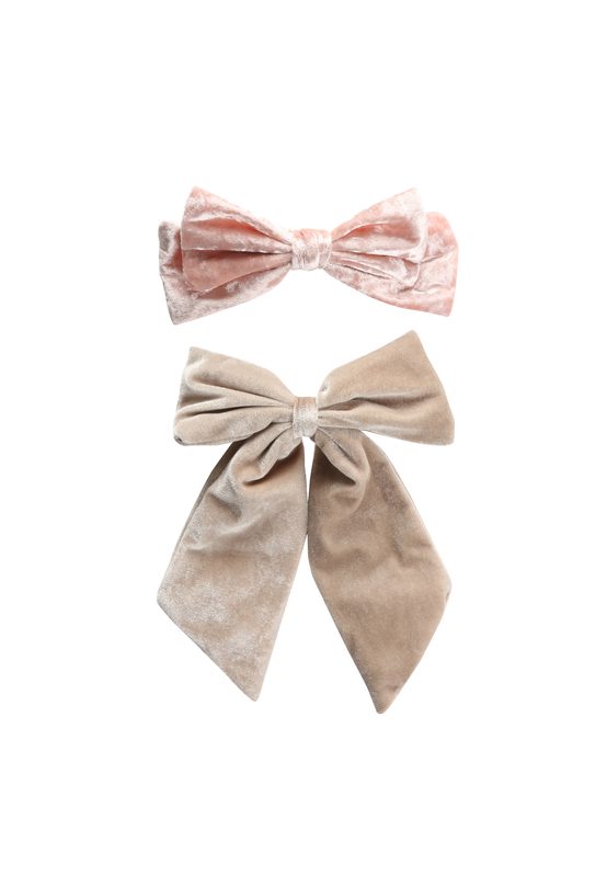 Trisa Fashion Barrette mit Samtschleife Beige, Rosa 2 Stk.