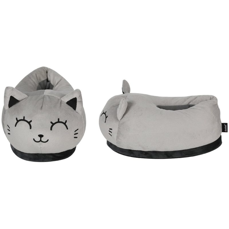 I-TOTAL Pl&uuml;sch-Hausschuhe 30x19x18cm XL2845 Grey Cat
