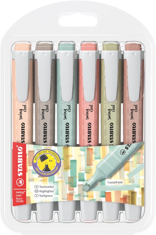 STABILO Swing Cool Leuchtmarker 1-4mm 275/6-09 Nature, Etui 6 St&uuml;ck