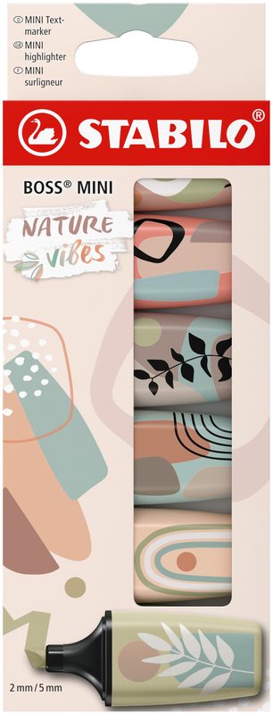 STABILO Boss mini Leuchtmarker 2-5mm 07/06-31 Naturevibes, Etui 6 St&uuml;ck