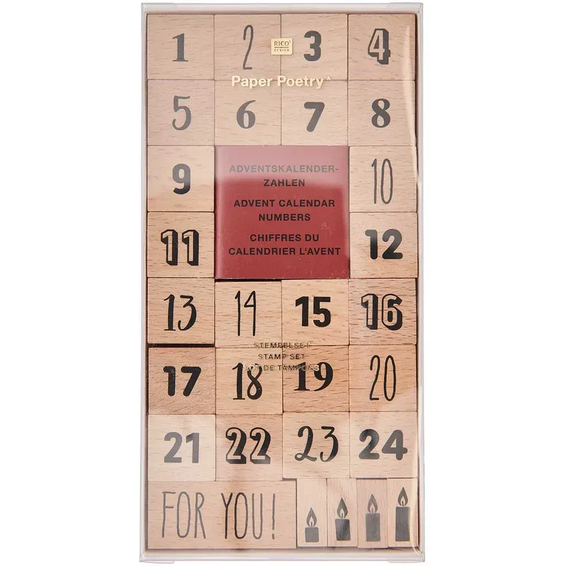 Rico Stempelset Adventskalender-Zahlen, 8 x 16 cm, FSC