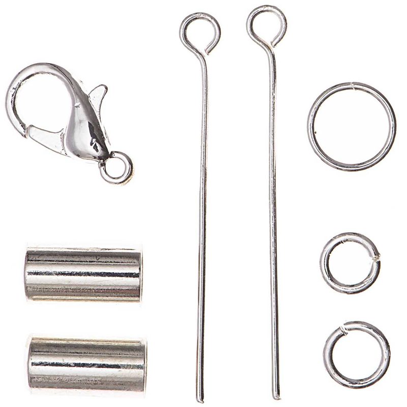 Rico Endkappen mit Karabiner und Nietstift, silber, 5 mm