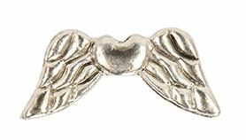 Rico Fl&uuml;gel mit Herz, Silber, 19 x 9 mm, Sortiment 3