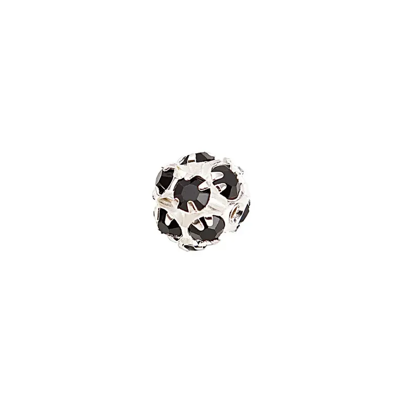 Rico Strassperle, silber - schwarz, 10 mm, Accessoires Display l