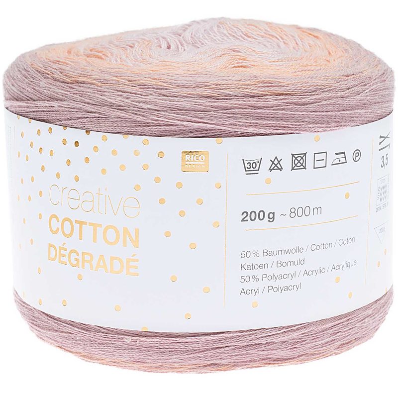 Rico Creative Cotton D&eacute;grad&eacute;, puder, 200 g, 800 m, 50 % CO, 50 % PAN