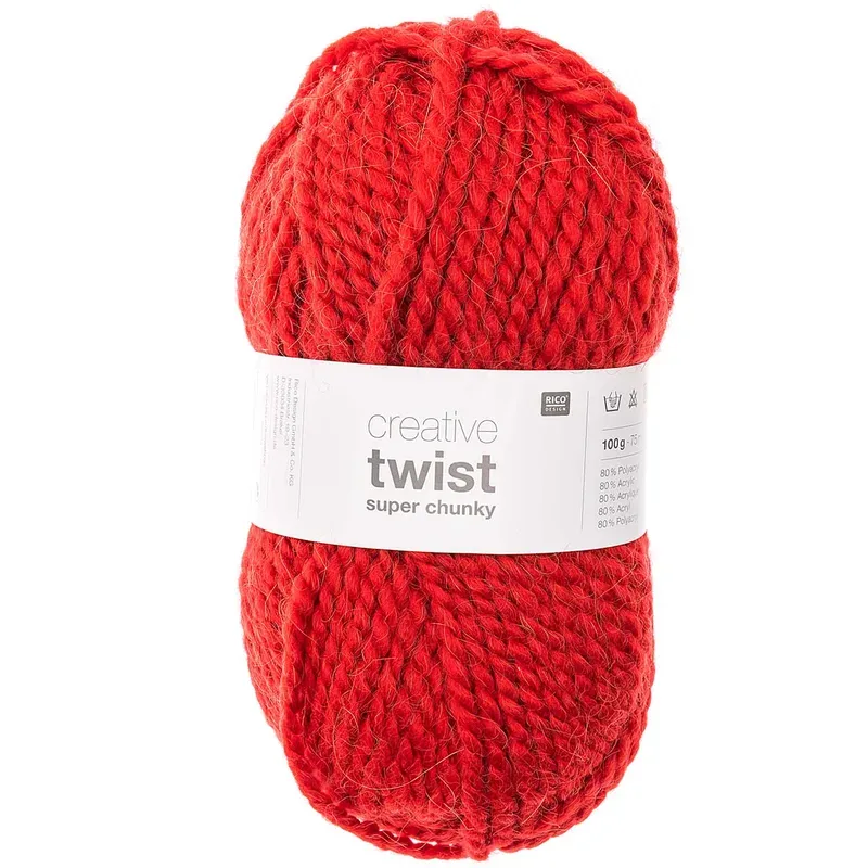 Rico Creative Twist Super Chunky, rot, 100 g, 75 m, 80 % PAN, 20 % WP