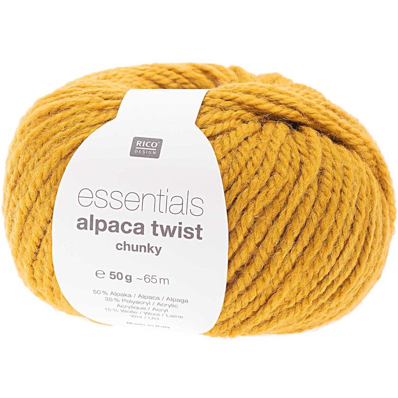 Rico Essentials Alpaca Twist Chunky, senf, 50 g, 65 m, 50 % WP, 35 % PAN, 15 % WO