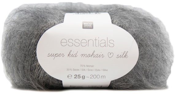 Rico Essentials Super Kid Mohair Loves Silk, grau, 25 g, 200 m, 70 % WM, 30 % SE