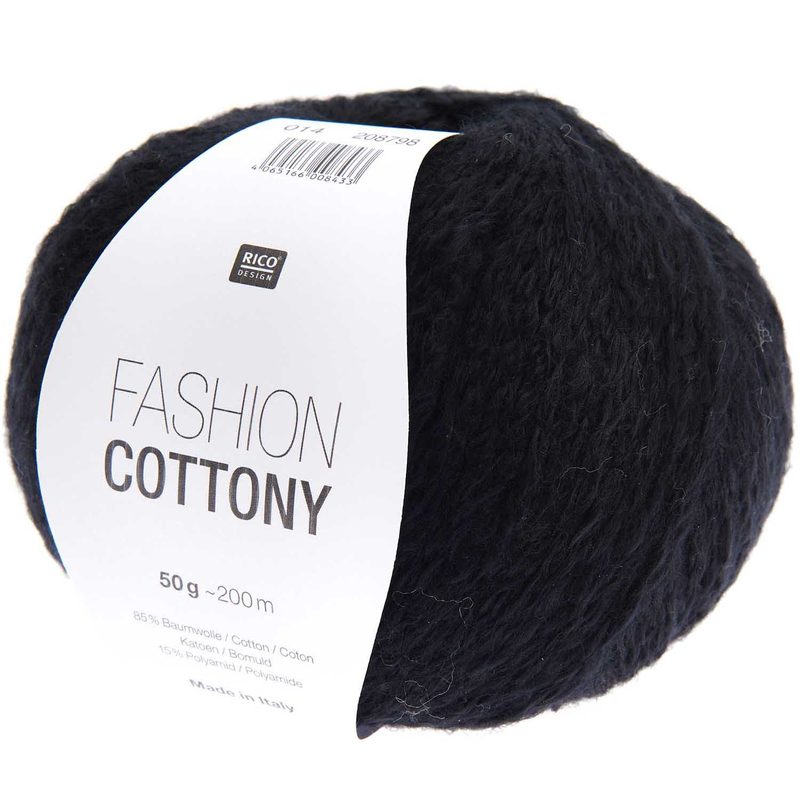 Rico Fashion Cottony, schwarz uni, 50 g, 200 m, 85 % CO, 15 % PA