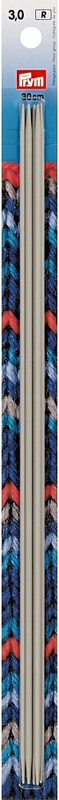 Prym Strumpfstricknadeln, grau, 3.00 mm, 30 cm, Karte 5 Stk., Aluminium