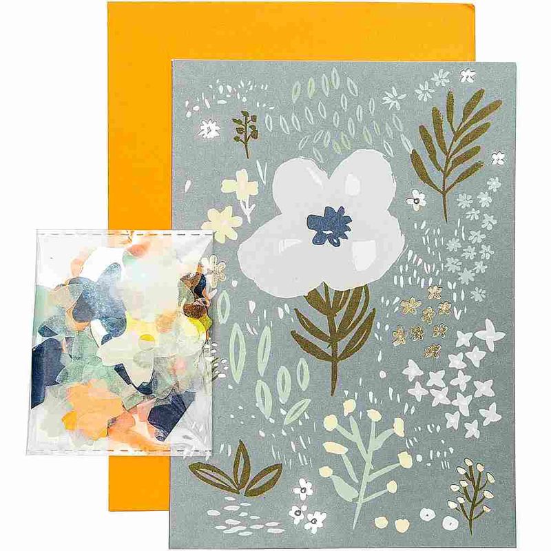 Rico DIY Card, Blumen, blau, Karte, Umschlag, Konfetti, Sticker