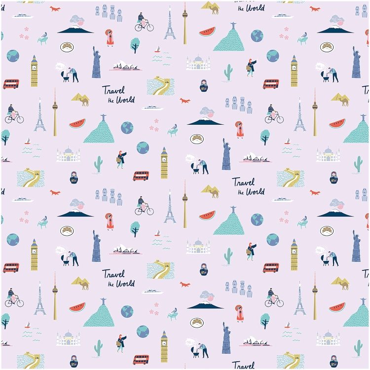 Rico Stoff Travel The World, flieder, 25 x 70 cm, 100 % CO, TPU beschichtet