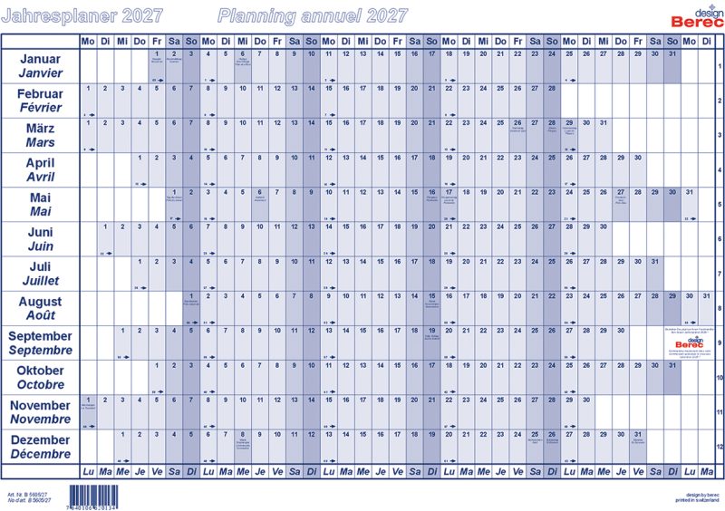 BEREC Papierjahresplaner 2025 B 5605/25 1J/1S blau A5