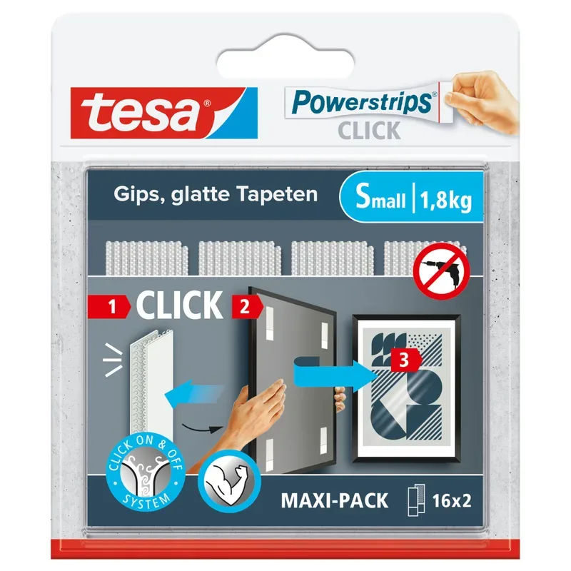 TESA Powerstrips 16x2 Streifen 77720-00020 Click Small, Klettband