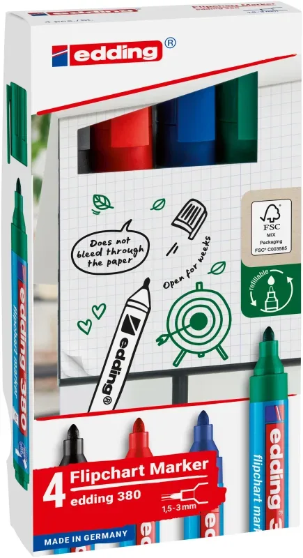 EDDING Flipchart Marker 380 1.5-3mm 380-E4 4 Farben