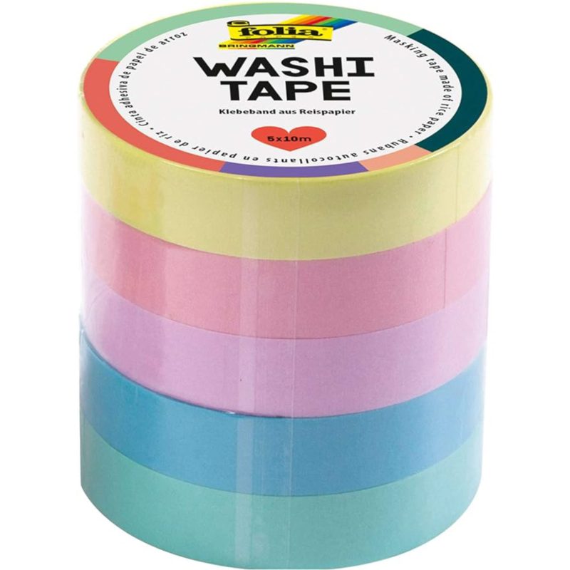 FOLIA Washi-Tape Set Colour Pastell 26439 5 St&uuml;ck