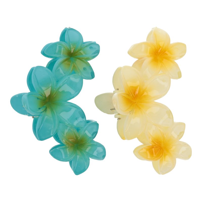 TRISA Fashion Frangipani Haarklammern Set Gelb & Hellblau 2 Stk.