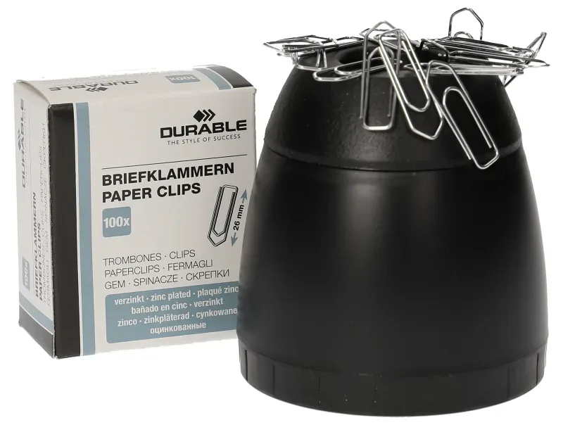DURABLE B&uuml;roklammernspender 24mm 1709051060 schwarz, Magnetrand,100 St&uuml;ck
