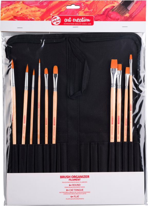 TALENS &Ouml;l- und Acrylpinselset 9099230M mit Organizer 10 St&uuml;ck