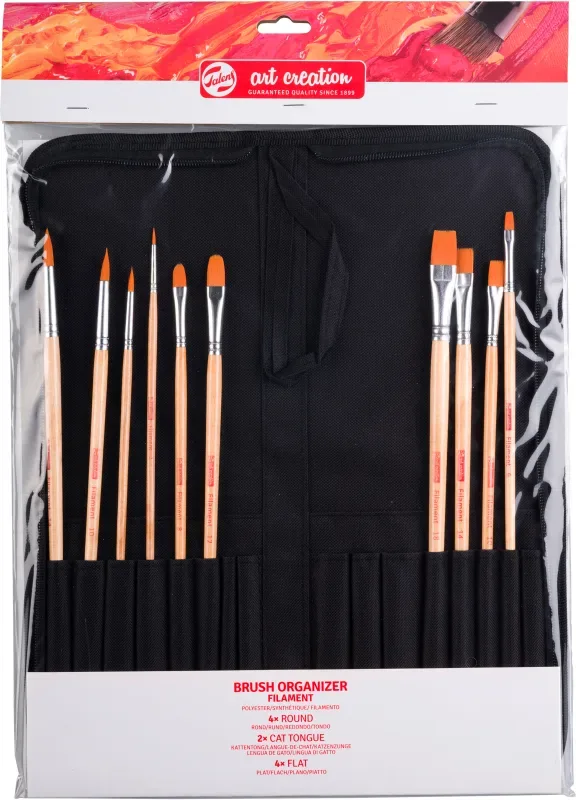 TALENS &Ouml;l- und Acrylpinselset 9099230M mit Organizer 10 St&uuml;ck