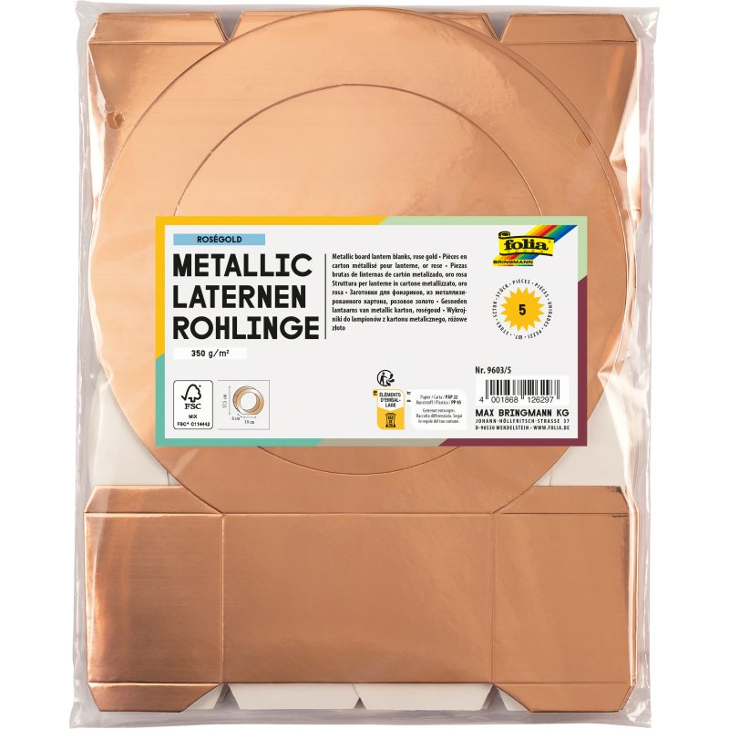FOLIA Laternenrohlinge 19cm 9603/5 rosegold 5 St&uuml;ck