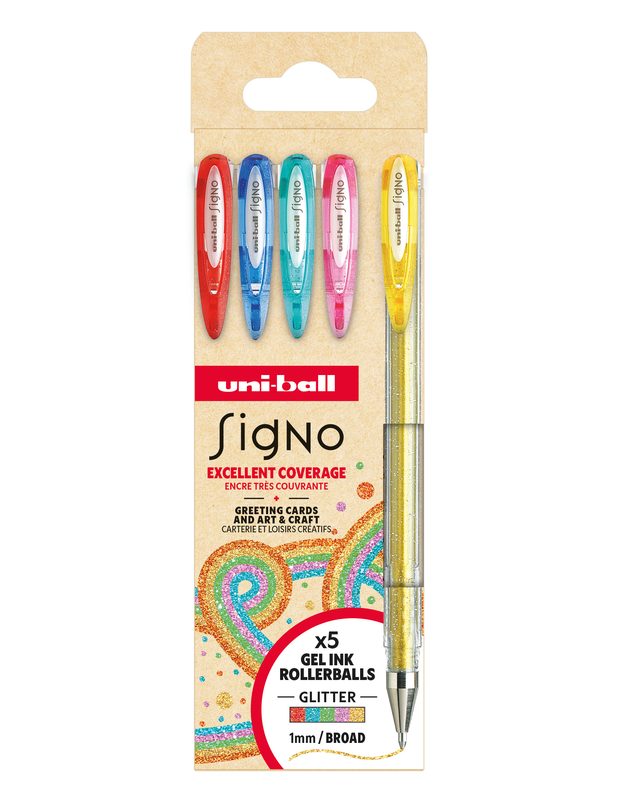 UNI-BALL Gelroller Signo Sparkling 1mm UM-120SP 5P 5 Farben