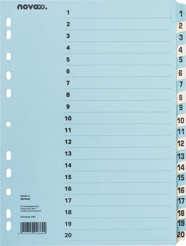 NOVOOO Kartonregister A4 40551 blau/beige 1-20